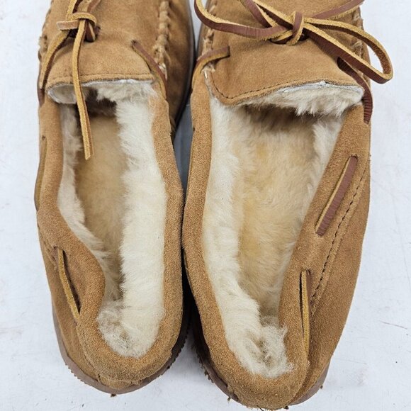 New Minnetonka Sheepskin Hardsole Moccasins Mens 10 Golden Tan 3741 Slippers main image 7